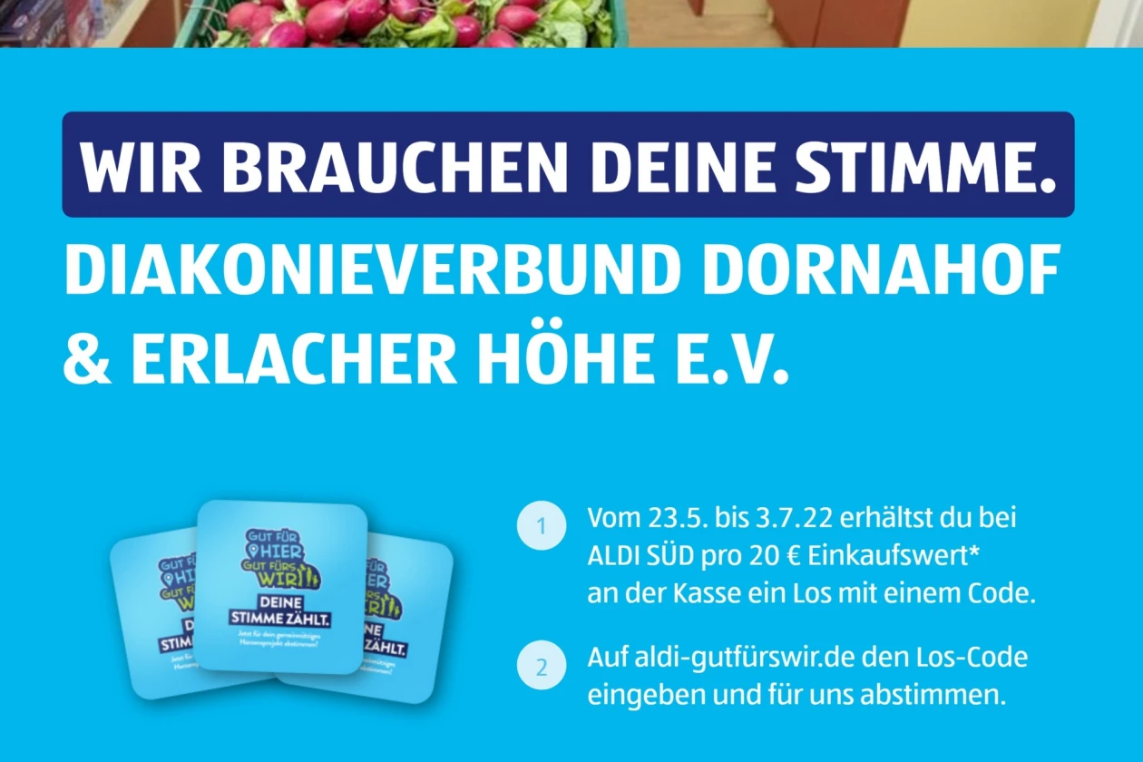 Eine &auml;ltere Frau mit Kopftuch und Brille pr&auml;sentiert eine Kiste voller frischer roter Radieschen in einem Lebensmittelladen, w&auml;hrend im Hintergrund eine weitere Frau sehen ist. Das Bild ist auf einem Aktionsflyer von Aldi-Nord zu sehen.