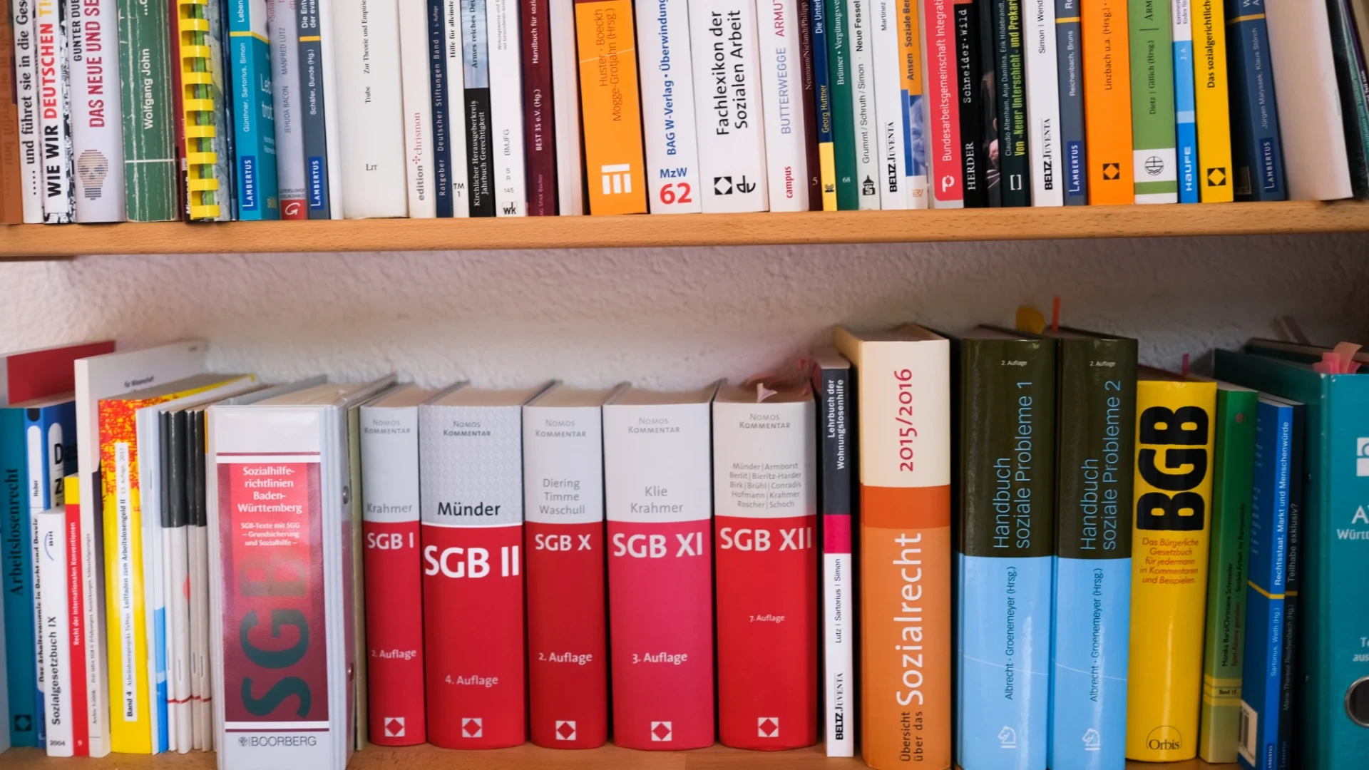 Ein B&uuml;cherregal mit Sozialgesetzb&uuml;chern.